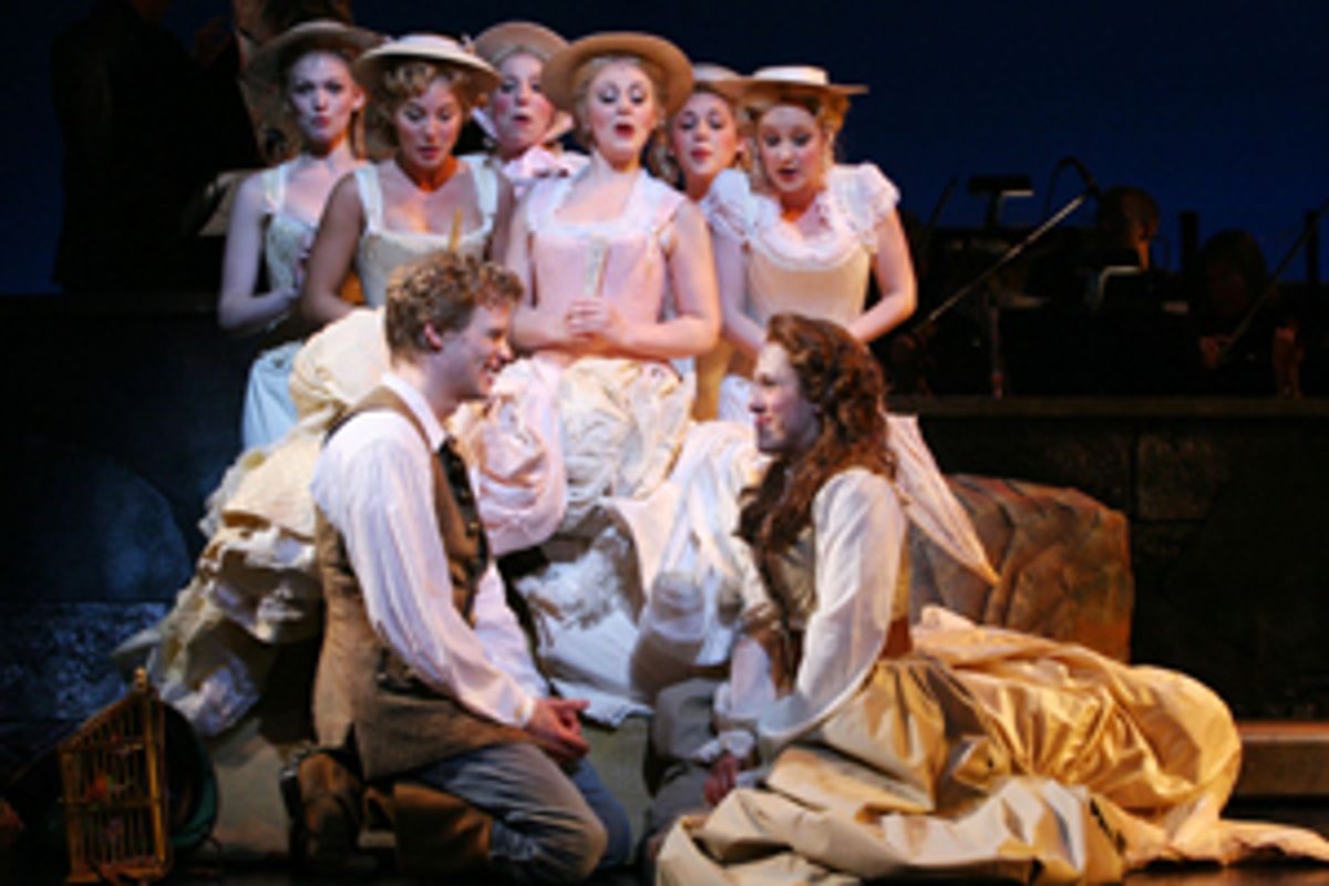 Barrett Foa and Farah Alvin; (back) Julia Burrows, Morgan James, Tory Ross, Julia Osborne, Katie Babb and Robyn Kramer at 