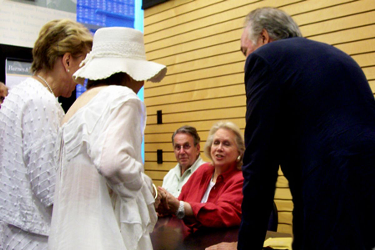 Joan Kobin greeting Barbara Cook and Rick McKay at 