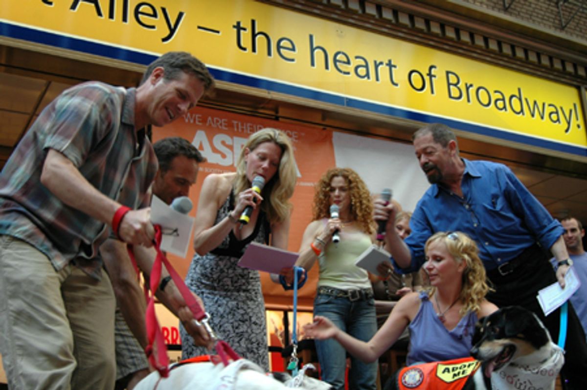 Bernadette Peters with the cast of Spamalot at 