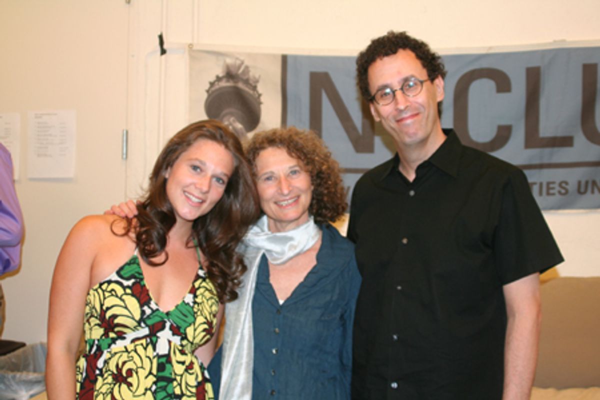 Liana Stampur (Co-Founding Member Broadway Stands Up for Freedom), Donna Lieberman and Tony Kushner at 
