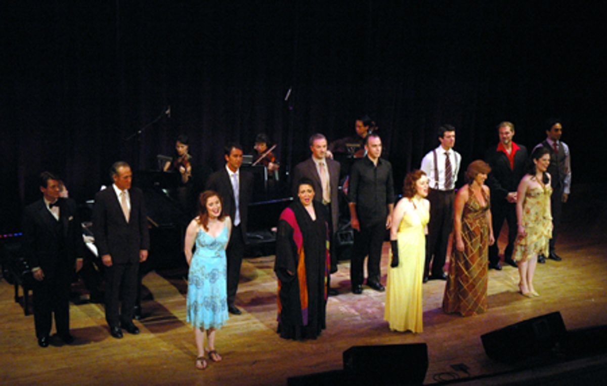 John Easterlin, Mark Jacoby, Douglas Ladnier, Paul Schoeffler, William Michals, Gavin Lee, Marc Kudisch, Manu Narayan; Christiane Noll, Milla Ilieva, Karen Murphy, Rebecca Eichenberger and Sarah Jane McMahon at 