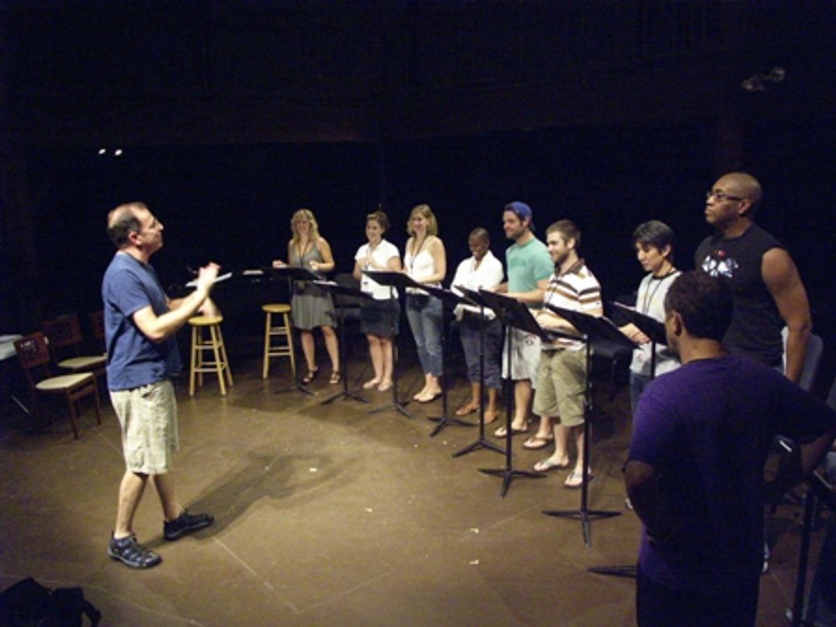 Ted Sperling directs cast, from left, Elizabeth Stanley, Kimberly Chesser, Ann Kittredge, Monique Midgette, Cole Burden, Harris Doran, Jason Ma, Paul Oakley Stovall and Joe Grifasi at 