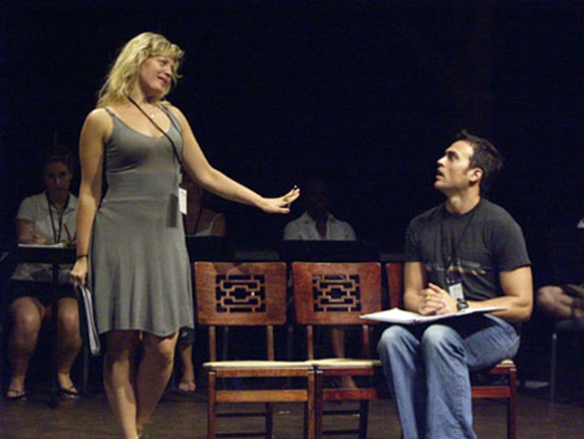 Elizabeth Stanley and Cheyenne Jackson at 