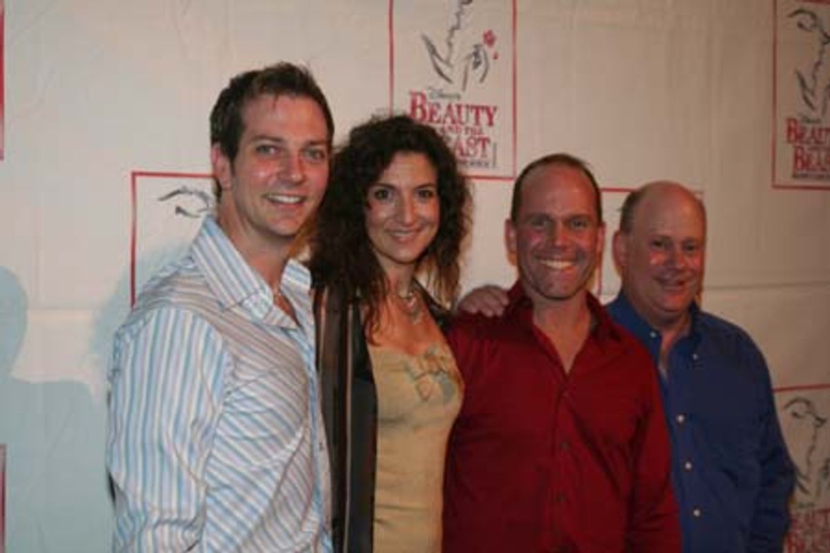 David Spangenthal (Ensemble, u/s Beast, u/s Gaston, u/s Monsieur D'Arque), Daria Lynn Scatton (Ensemble, Swing, Dance Captain), Rod Roberts (Ensemble/Cheesegrater), Billy Vitelli (Ensemble, Book Seller, u/s Monsieur D'Arque, u/s Maurice, u/s Cogsworth) at 