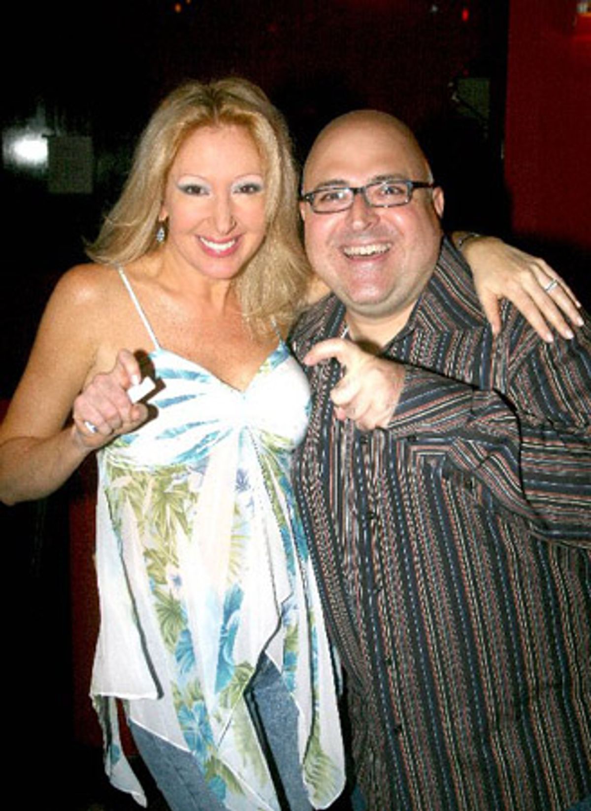 Kim Cea with Host Frank DeCaro at HomoComicus at Gotham Comedy Club 8/1