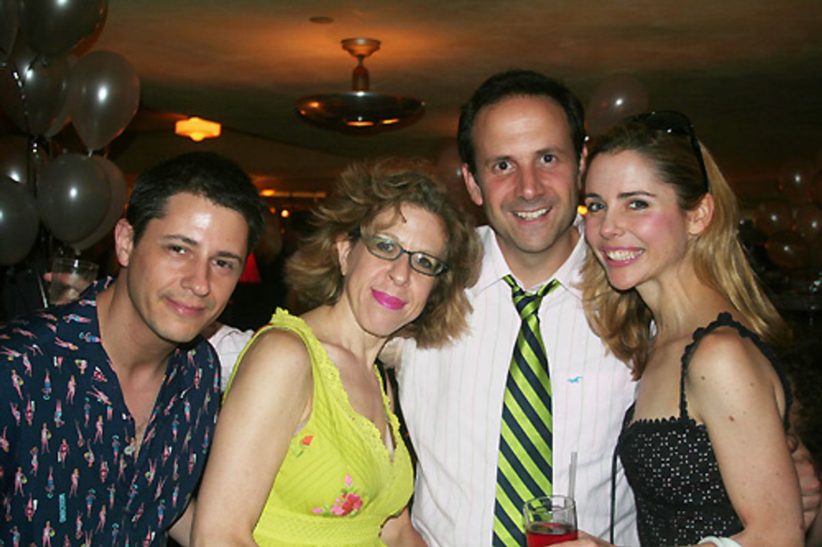 Party Guest, Jackie Hoffman, Joe Mazzarino and Kerry Butler at 