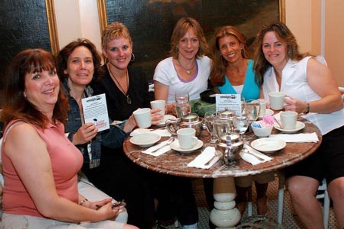 Mothers and relatives of the kids having tea: Theresa Faughnan, Jane Hodges, Kim Pedell, Teresa Gumley, Karen Bocchi and Susan Levine at 