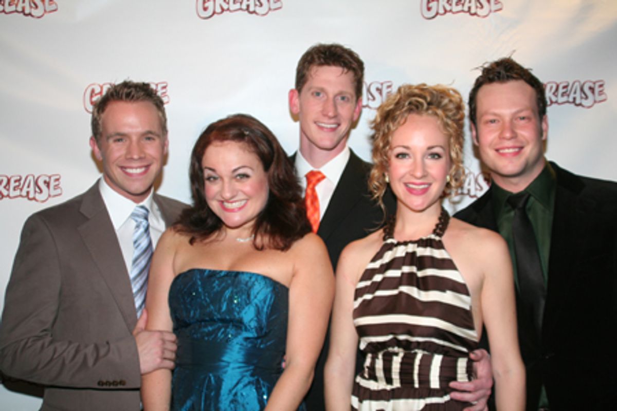 Brian Sears (Ensemble), Christina Sivrich (Ensemble), Jamison Scott ('Eugene'), Amber Stone (Swing, Dance Captian) and Kevin Quillon(Swing) at 