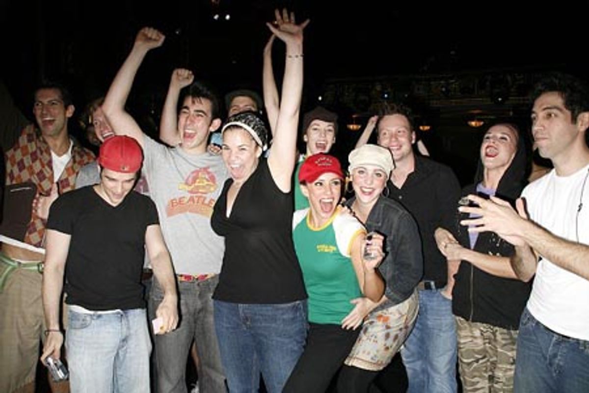 Max Crumm, Laura Osnes and cast at 