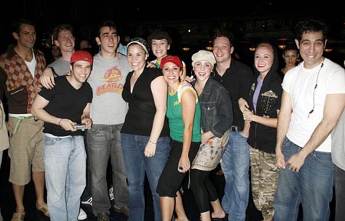 Max Crumm, Laura Osnes and cast at 