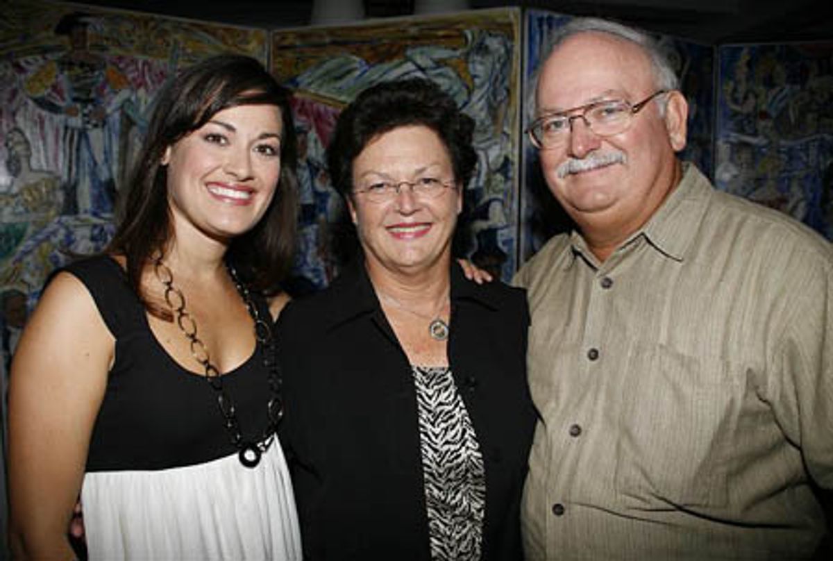 Ashley Brown with her parents at Brown & Lee Reveal Sardi's Caricatures