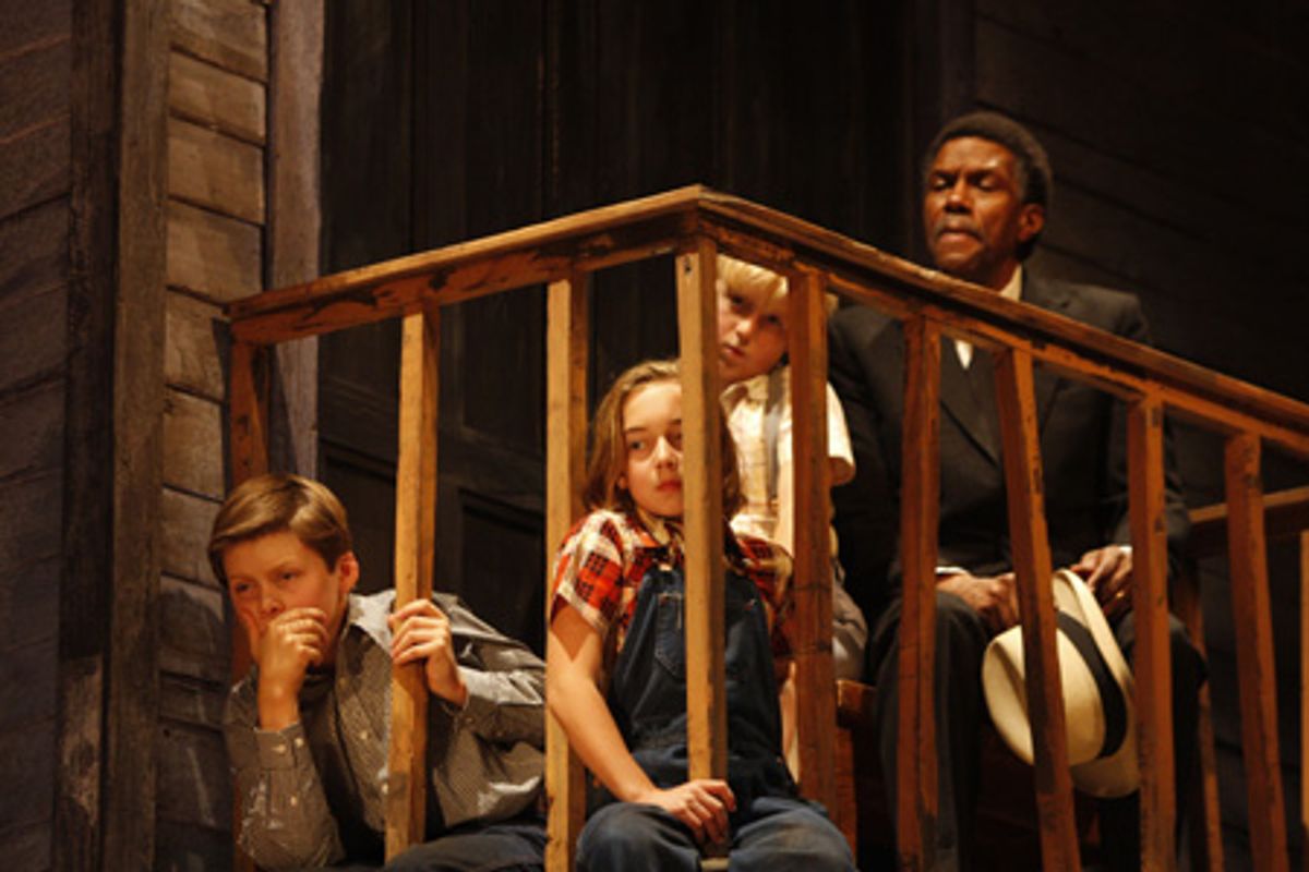 Nick Robinson (Jem), Keaton Whittaker (Scout), Lino Marioni (Dill) and William Hall Jr (Reverend Sykes) at 