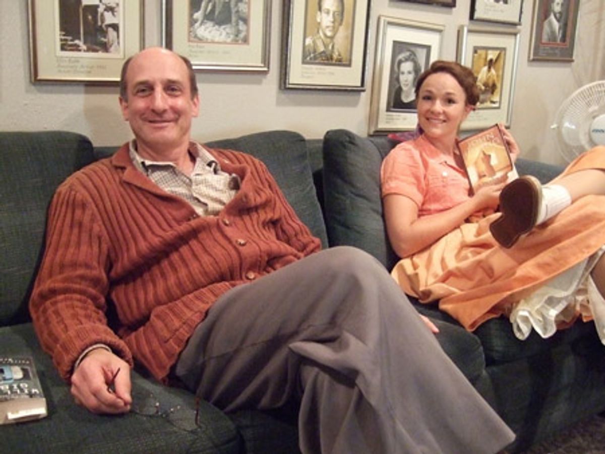 PHILLIP HOFFMAN and KATIE KLAUS enjoying the Old Globe green room. at 