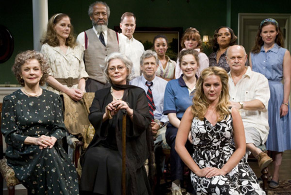 Hallie Foote, Arthur French, Devon Abner, Keiana Richard, Nicole Lowrence, Lynda Gravatt, Maggie Lacey; (seated front row, l-r): Penny Fuller, Elizabeth Ashley, James DeMarse, Virginia Kull, Jenny Dare Paulin, Gerald McRaney at 