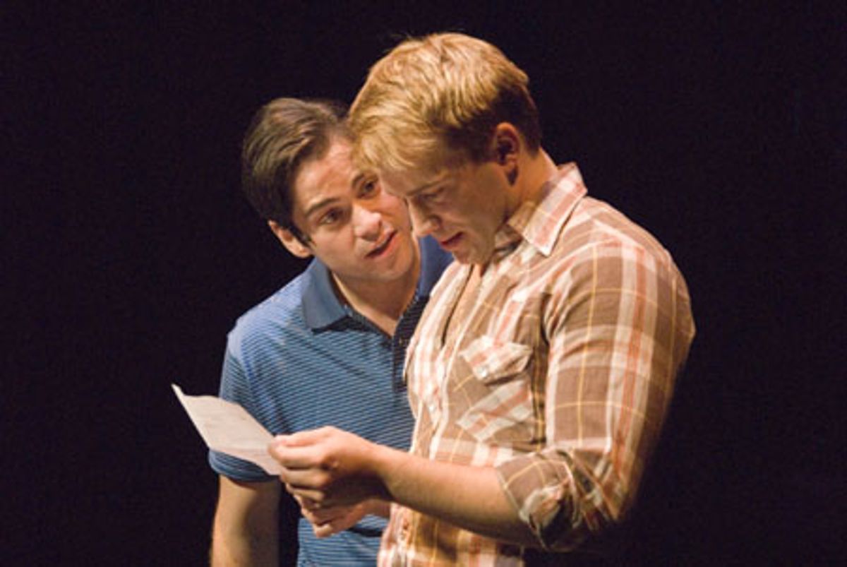 Danny (Daniel Torres, left) tries to coerce true love Chris (Danny Gurwin, right) into moving to New York together at 