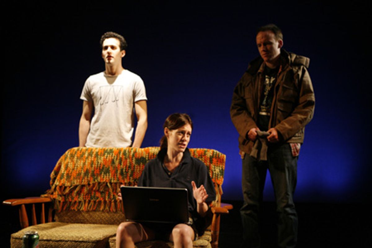 (l-r) David Ross as Mike, Carrie Shaltz as Marnie and David Wilson Barnes as Pete in Vengeance: Squalor written by Gina Gionfriddo at 