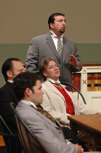 Edward Clarke (standing rear, Joe Henderson) as Edward Carson defends Oscar Wilde (ce Photo