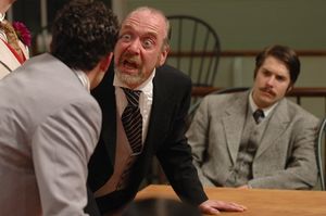 Lord Alfred Douglas (left, Ara Boghigian) confronts his father, Marquess de Queensbur Photo