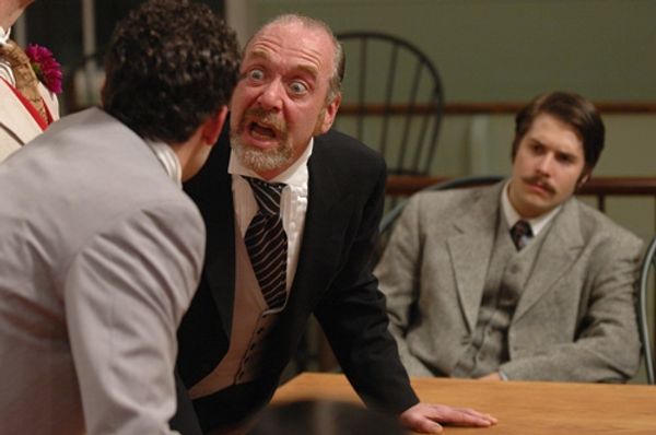 Lord Alfred Douglas (left, Ara Boghigian) confronts his father, Marquess de Queensbur Photo