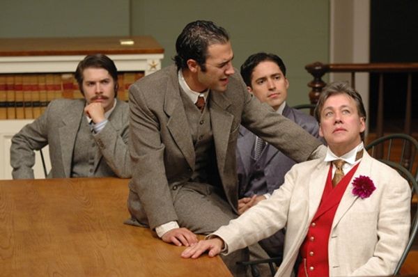 Oscar Wilde (far right, JM Richardson) listens to the advice of friend Frank Harris ( Photo