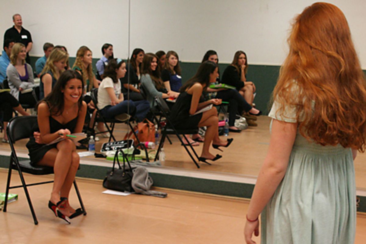 Lea Michele working with the students. at Lea Michele Teaches BAA Master Class