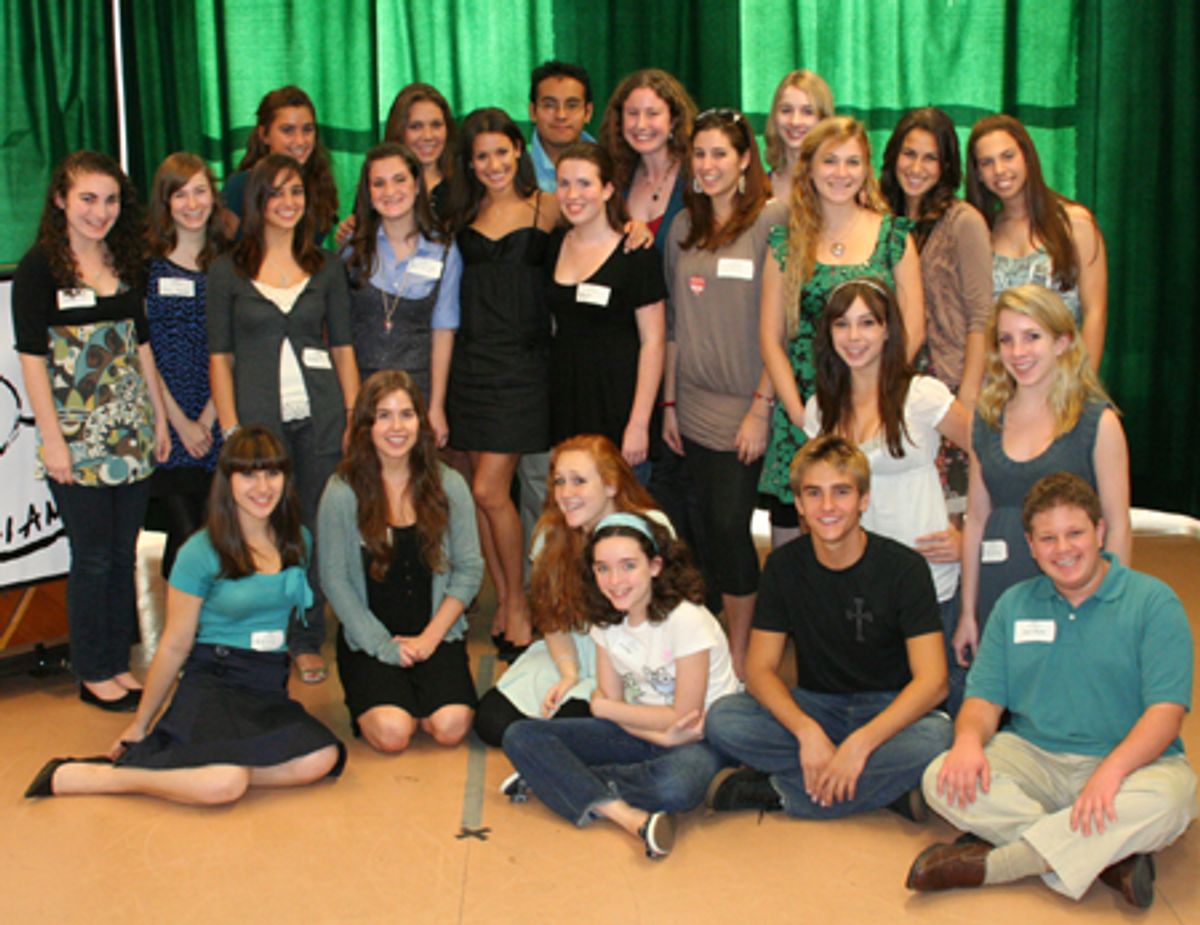 Lea Michele (center) and the students of Broadway Artists Alliance at Lea Michele Teaches BAA Master Class