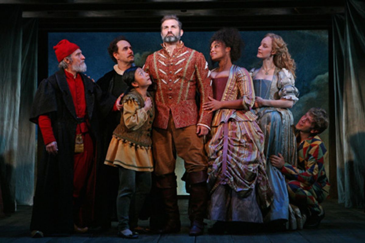 l-r: David Patrick Kelly, John Kassir, Julyana Soelistyo, Marc Kudisch, Natalie Venetia Belcon, Erin Davie and Jeremy Webb at 