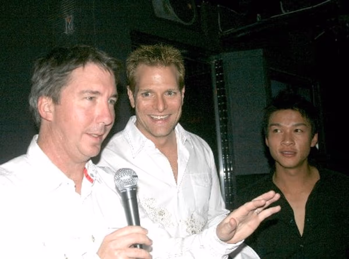 Kirkland Tibbles (Film Producer) with Jaymes Hodges and Ethan LePhong at 'Naked Boys Singing!' Film Party at Splash