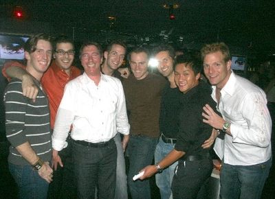 Kirkland Tibbles, Jaymes Hodges and Ethan LePhong with the stage cast of Naked Boys S Photo