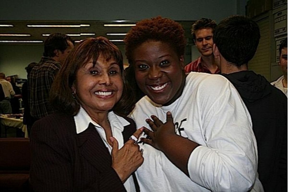 Mary Louise (original cast member) and Capathia Jenkins (Marge Marsh) at 'The Body Beautiful' at York Theatre