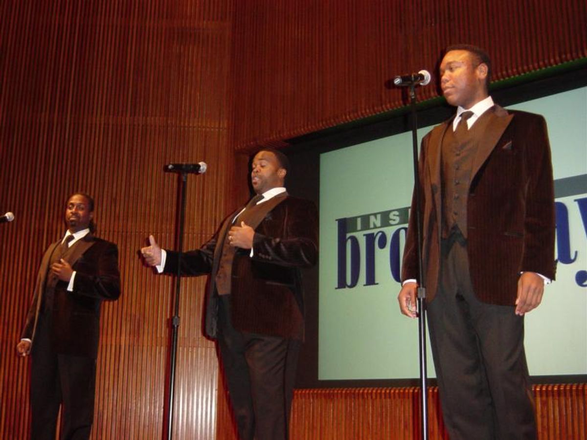 ...and by the Three Moâ€™ Tenors (from left: Kenneth D. Alston Jr., Phumzile Sojola and Ramone Diggs), who performed opera, gospel, Motown, jazz and soul. Their show is playing at the Little Shubert Theatre on 42nd St. at Broadway Beacon Awards