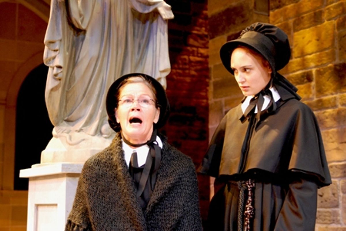 Linda Gehringer as Sister Aloysius Beauvier and Rebecca Mozo as Sister James at 