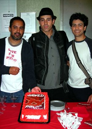 Rajesh Bose (on that evening at Na'im), Waleed Zuaiter (Daoud) , and Sanjit De Silva  Photo