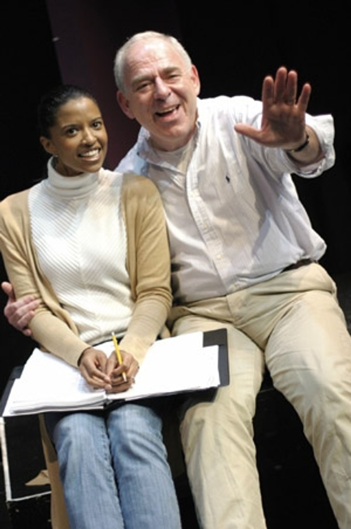 ReneÃ© Elise Goldsberry and Lenny Wolpe at 'The Baker's Wife' in York Theatre Rehearsal