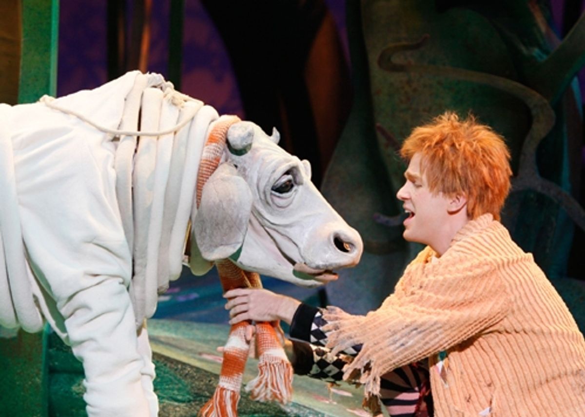 Jack (Eric Ankrim) croons 'I Guess This is Goodbye' to his beloved cow, Milky White (Eric Brotherson) at 