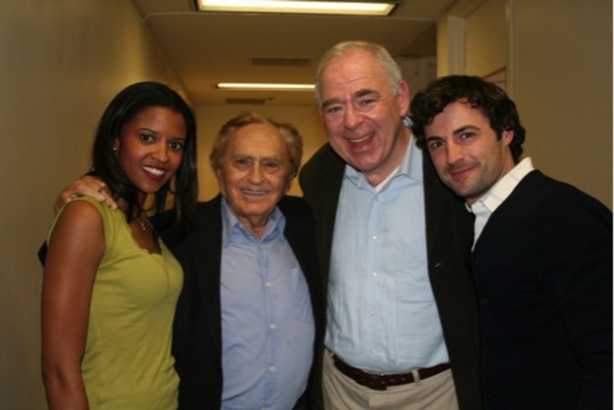 ReneÃ© Elise Goldsberry, Joseph Stein, Lenny Wolpe and Max von Essen at 'The Baker's Wife' York Theatre Opening