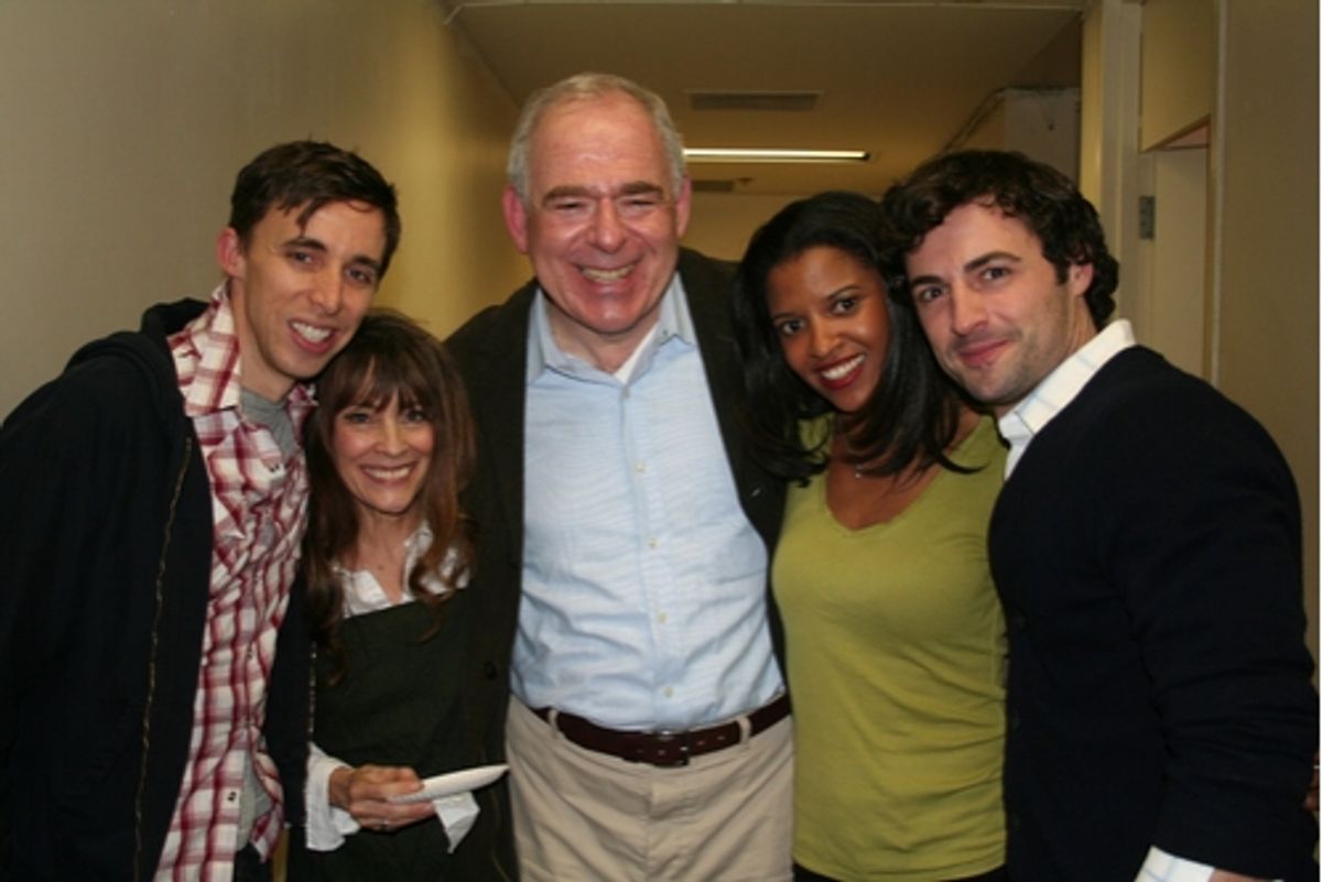 Kevin Cahoon (Priest), Gay Marshall (Denise), Lenny Wolpe (Aimable), ReneÃ© Elise Goldsberry and Max von Essen at 'The Baker's Wife' York Theatre Opening