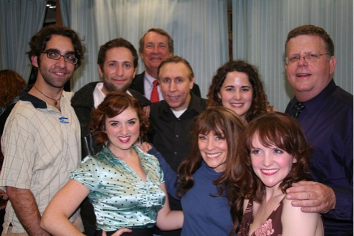 Chris Robinson (Lighting Designer), David Rossmer (Antione), David McCoy (Chairman of The York Theatre Board of Directors), Rick Crom, Elisa Spencer (General Manager), James Morgan, Jacque Carnahan, Gay Marshall and Betsy DiLellio at 'The Baker's Wife' York Theatre Opening