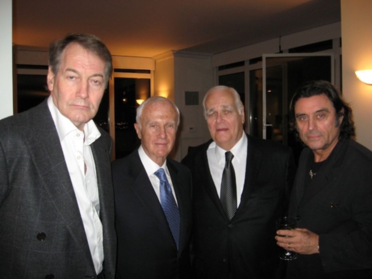 Charlie Rose, producers Jerry Frankel and Ronald Frankel, and Ian McShane (Max) at 
