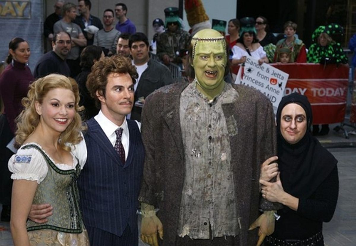 l-r: Sutton Foster, Roger Bart, Shuler Hensley and Christopher Fitzgerald at 