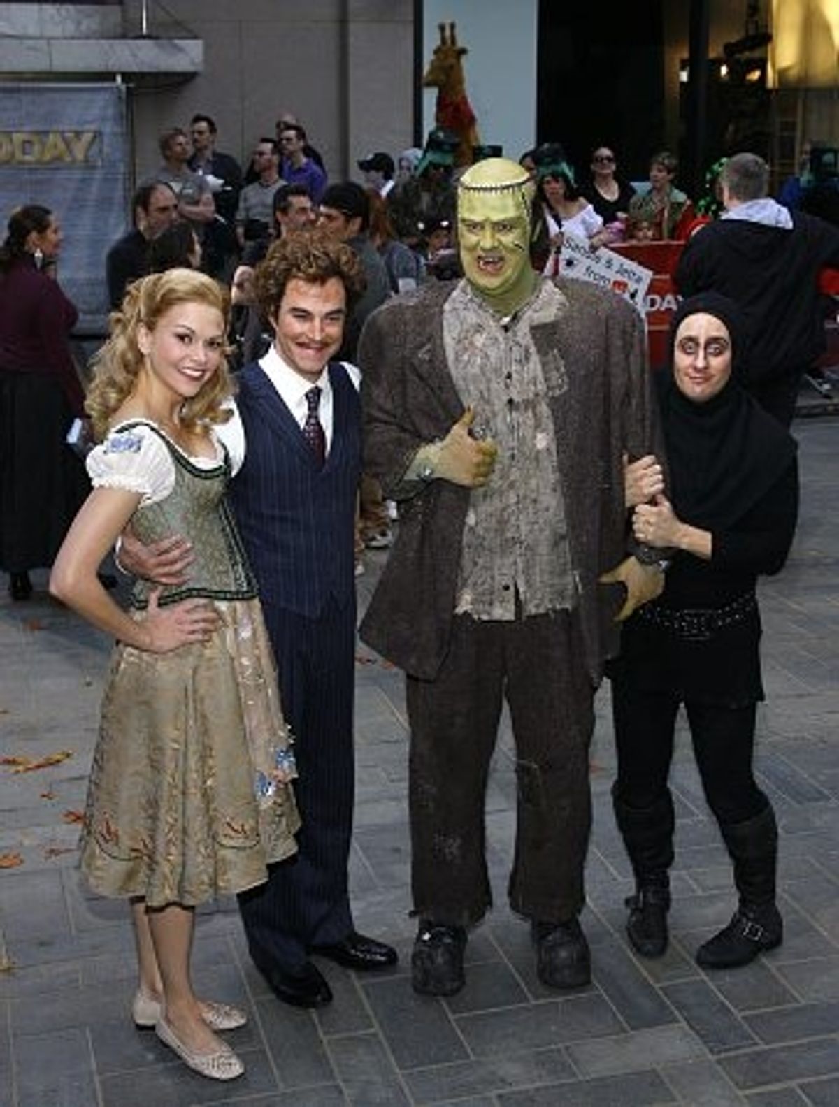 l-r: Sutton Foster, Roger Bart, Shuler Hensley and Christopher Fitzgerald at 