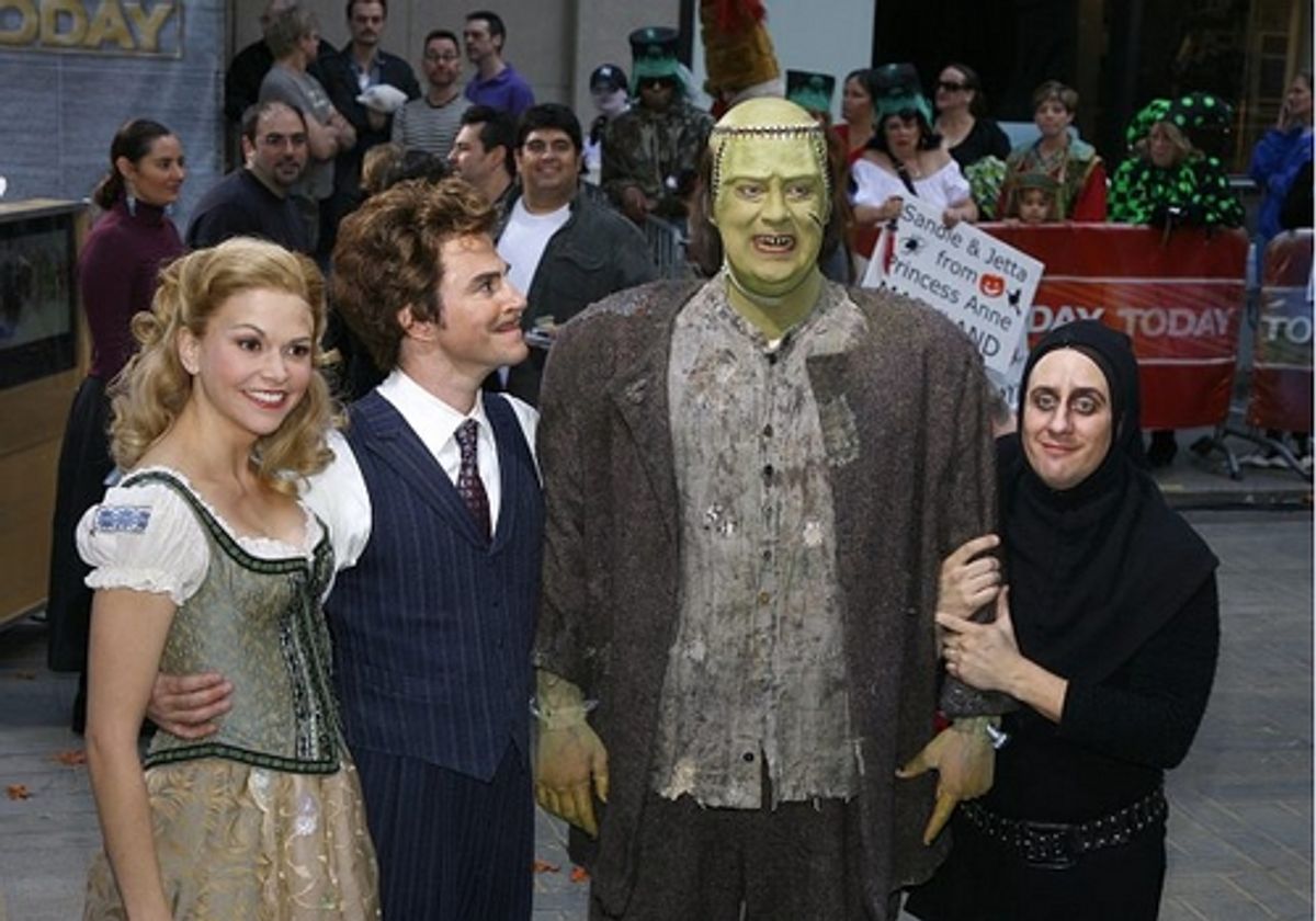 l-r: Sutton Foster, Roger Bart, Shuler Hensley and Christopher Fitzgerald at 