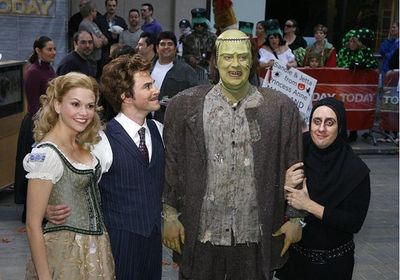 l-r: Sutton Foster, Roger Bart, Shuler Hensley and Christopher Fitzgerald Photo