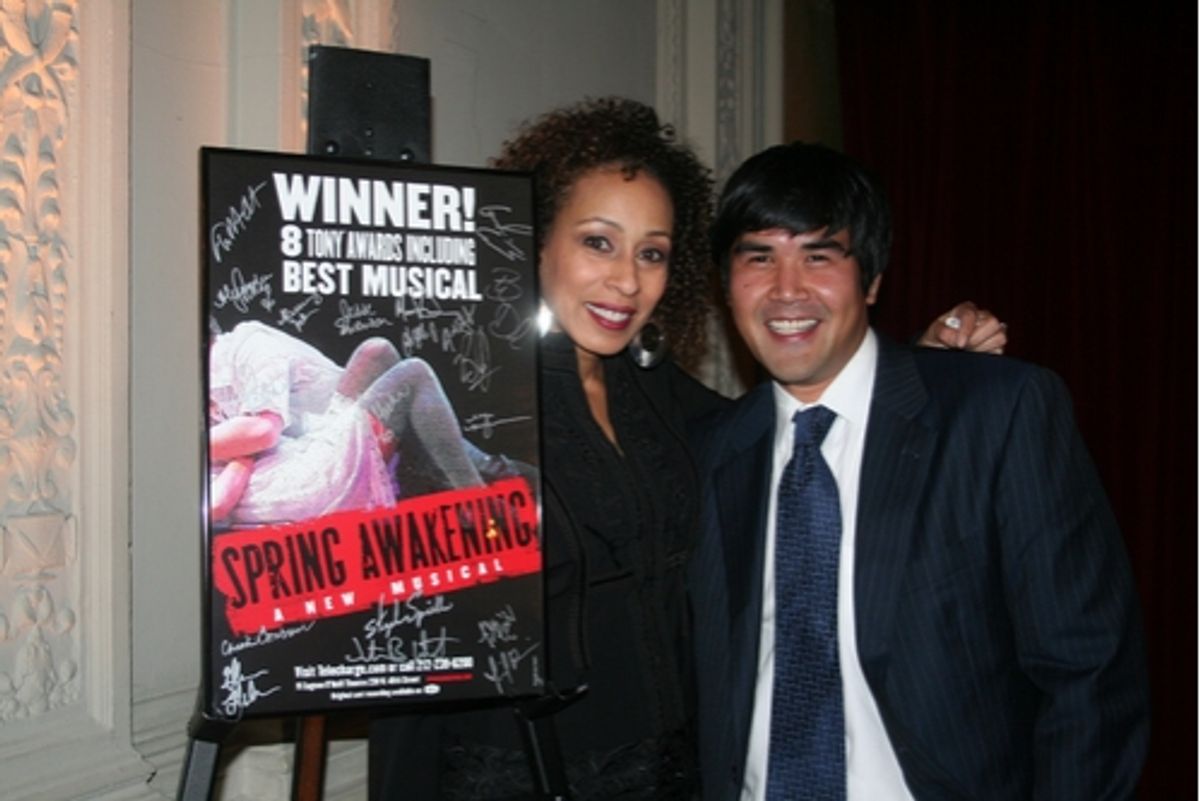 Producer Tamara Tunie and Pun Bandhu at NYMF Awards Gala