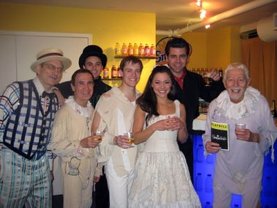 The Cast Celebrates 500 Performances. Pictured: Martin Vidnovic, Robert Oliver, Jorda Photo