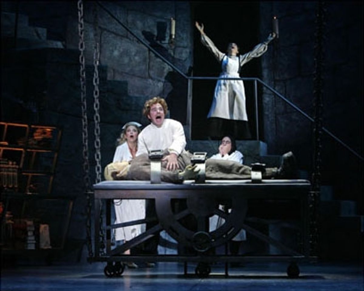 Shuler Hensley, Sutton Foster, Roger Bart, Christopher Fitzgerald and Andrea Martin at 