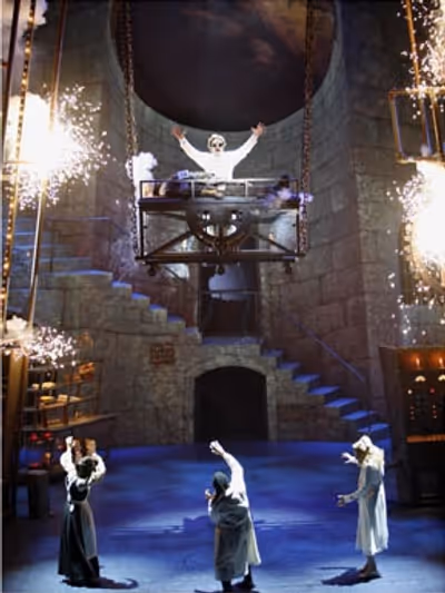 Roger Bart, Shuler Hensley, Andrea Martin, Christopher Fitzgerald and Sutton Foster Photo