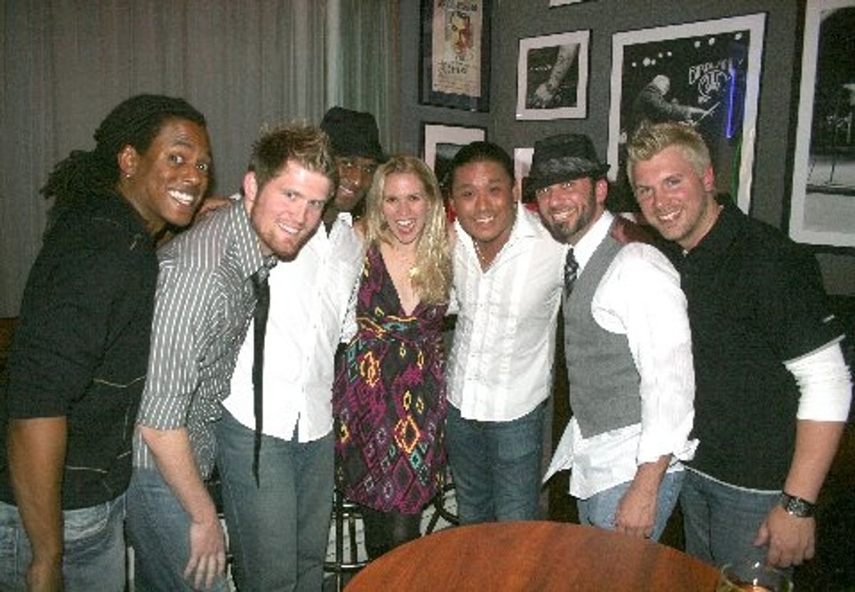 Lauren Kennedy with the acappella group Mosaic at 