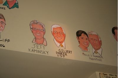 Gilbert Parker's caricature added to the wall of the Palm Restaurant for all his year Photo