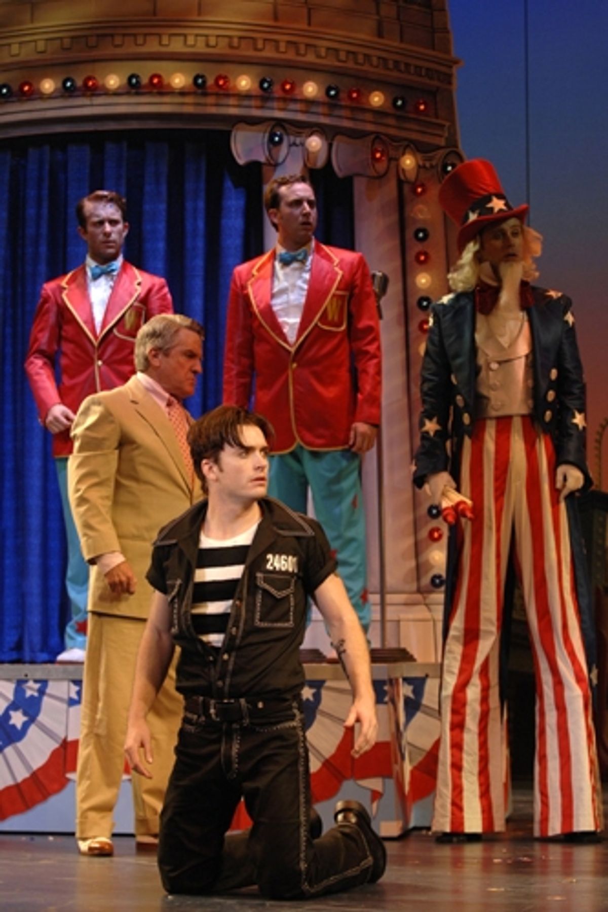 Colin Cunliffe and Peter Matthew Smith (Whiffles), Michael Buchanan (Uncle Sam), Richard Poe (Judge Stone) and James Snyder at 